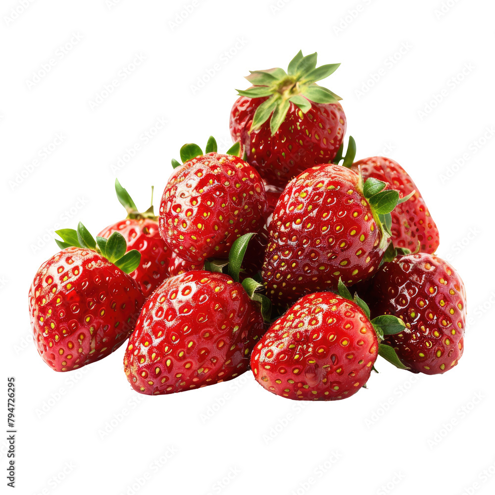 Delicious fresh strawberries isolated on a transparent background Delicious fresh strawberries isolated on a transparent background