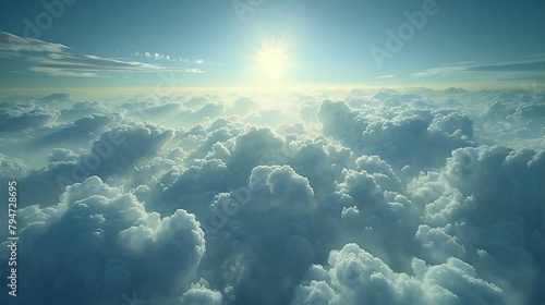 上空から見た太陽と雲海