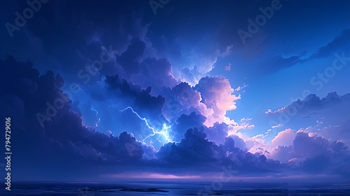 巨大な雲と雷の風景 