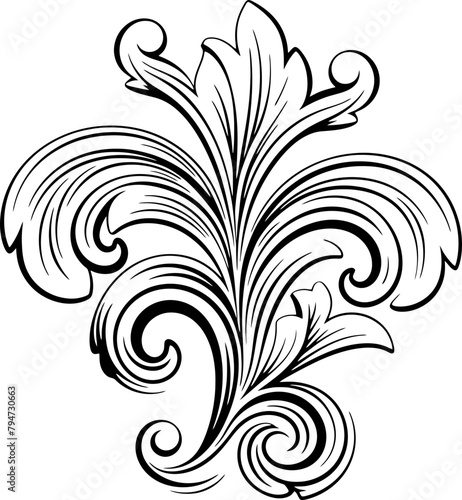 Vintage baroque ornament drawing