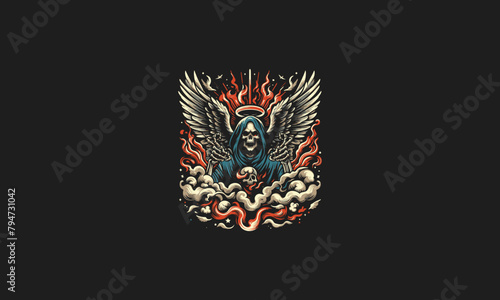 angel of death with big wings vector artwork design