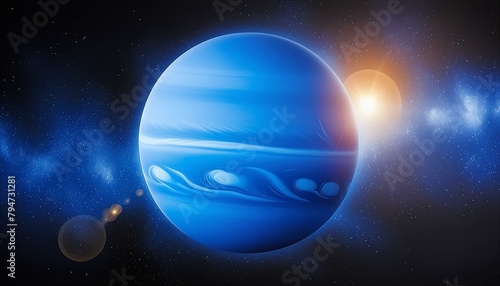 Wallpaper Mural Planet Neptune isolated on black background, sun with craters and stars as outerspace of earth Torontodigital.ca