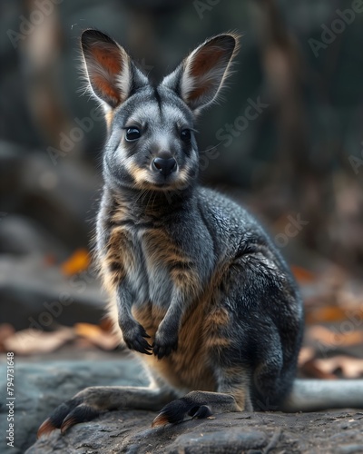 Realistic wallaby, detailed fur texture, natural habitat, animal photography © Jolanta