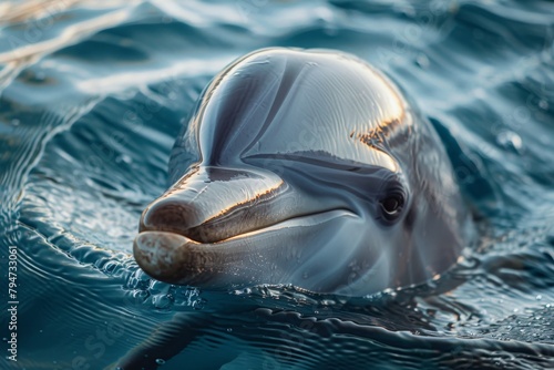 A beautiful dolphin in its natural habitat. A photo suitable for a magazine about animals and wildlife. © Uliana