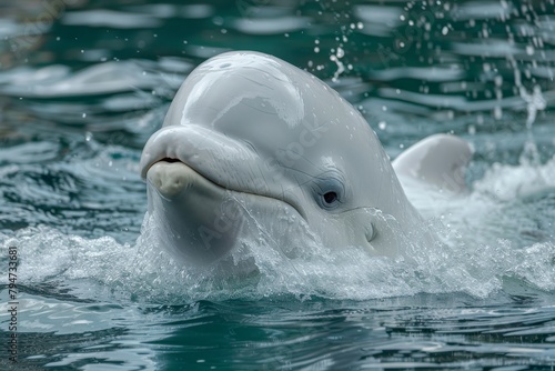 Beautiful beluga whale in its natural habitat. A photo suitable for a magazine about animals and wildlife.