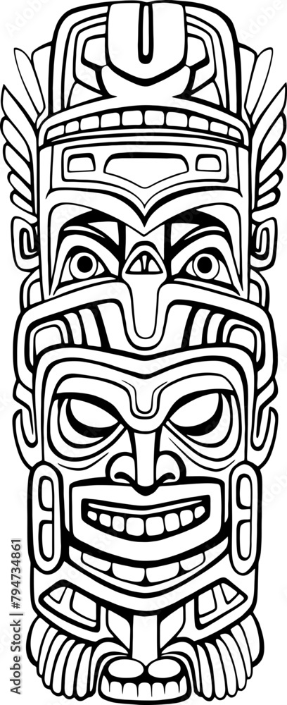 Totem pole sketch drawing Totem pole sketch drawing