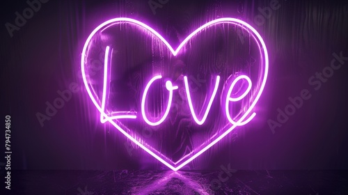 Illuminated neon sign spelling 'Love' with a heart shape in a dark setting.