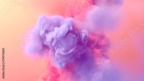 photo of explosion of pastel smoke form center on pastel color background, simple and clear background, , high speed film