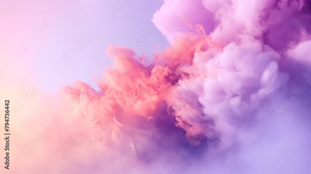 Naklejka premium photo of explosion of pastel smoke form center on pastel color background, simple and clear background, , high speed film