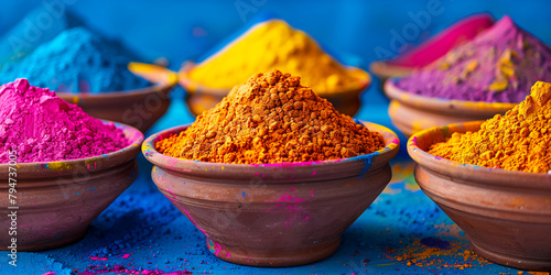 Vibrant Spices of India, Colorful Curry Powders in Traditional Cooking photo