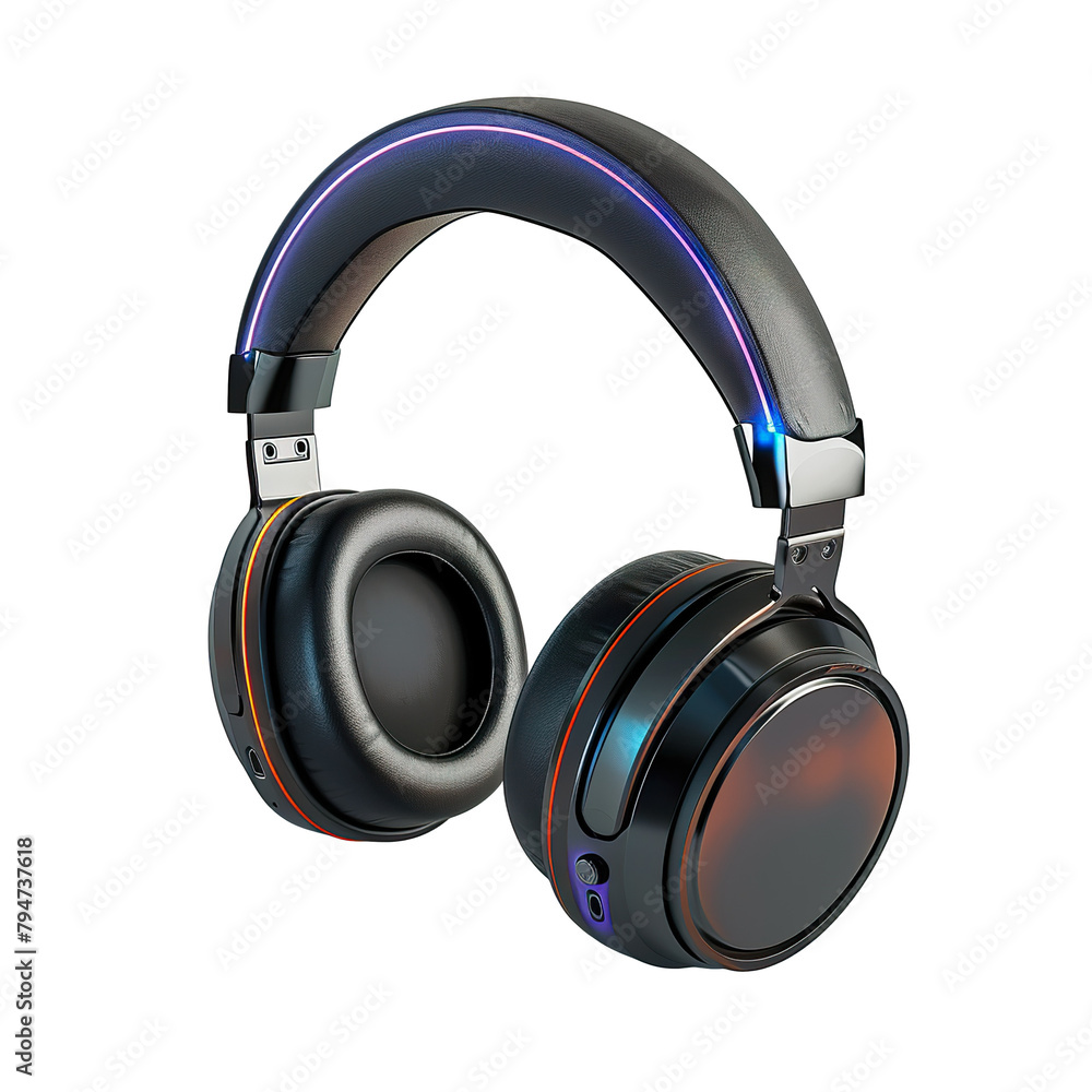 3D product mock-up of a high-end gaming headset isolated on a white background PNG 3D product mock-up of a high-end gaming headset isolated on a white background PNG