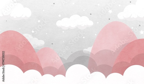 Pink Mountain Sunshine, A Happy Little Mountain, A World of Pink and Yellow, Printable nursery wall art, Nursery decor, Kids room wall decor