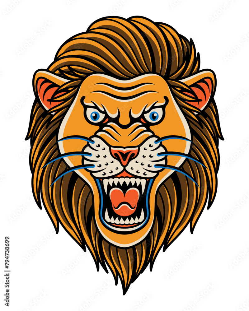 Fototapeta premium Lion with old school tattoo style