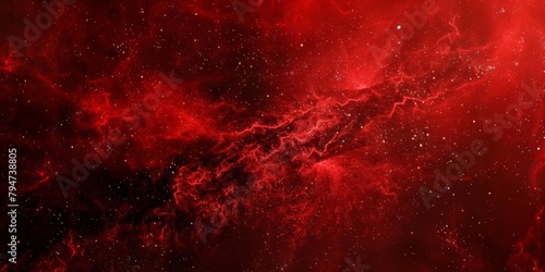 Vivid red and black textures creating an intense nebula effect reminiscent of the cosmos.