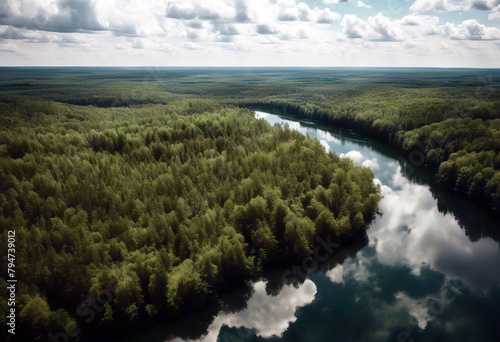 'summer view day Aerial forest background river great white clouds Aerial View River Landscape Forest Nature Above Valley Cloud Plain Sky Beauty Travel World Height Waterway Image Lowland White Grass' © akkash jpg