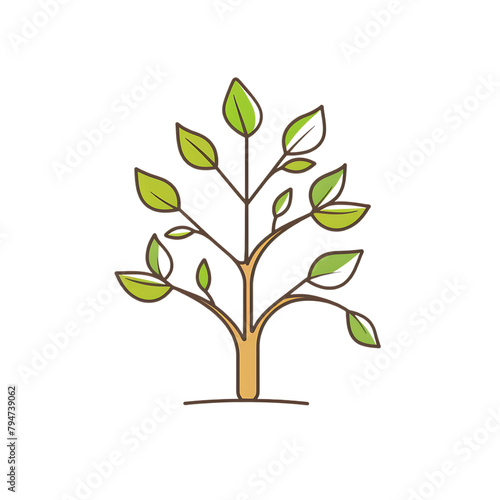  simple vector logo of a tree with leaves growing on it  minimalistic style  white background