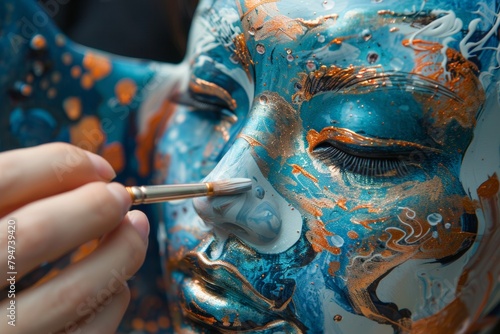 Celebrating Korean Artistry: Hands Painting a Traditional Mask for Asian American Pacific Islander Heritage Month photo