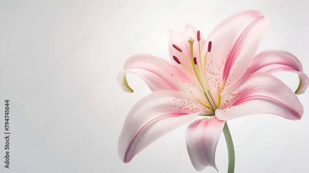 Pink lily flower on white background Macro shot, Pink lily flower on white background Flat lay, top view, Big pink flower of oriental lily, isolated on white background Pink lily flower on white background Macro shot, Pink lily flower on white background Flat lay, top view, Big pink flower of oriental lily, isolated on white background