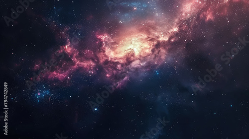 Stellar majesty of the infinite universe revealed in a vibrant cosmic nebula © boxstock production