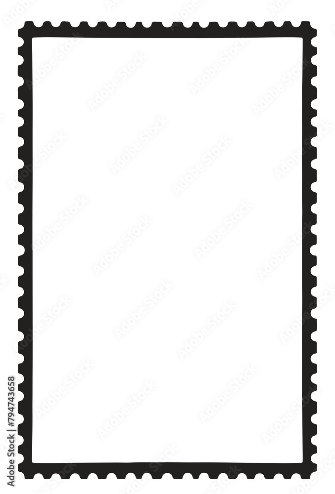 Grunge Postage Stamp Frame. Distressed Ink Rectangle Border