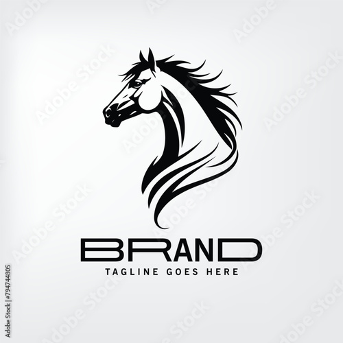 horse vector black silhouette design logo