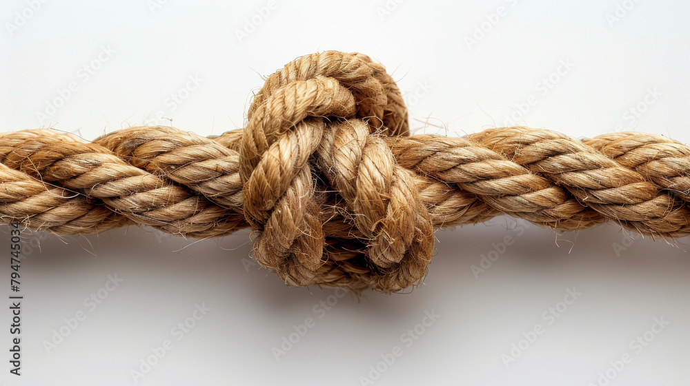 Natural rope knot on a white background Natural rope knot on a white background