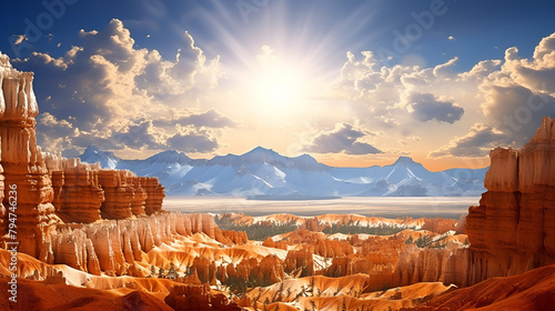 Stunning desert wallpaper Stock Photographic Image Rock Formations with Skyline background 