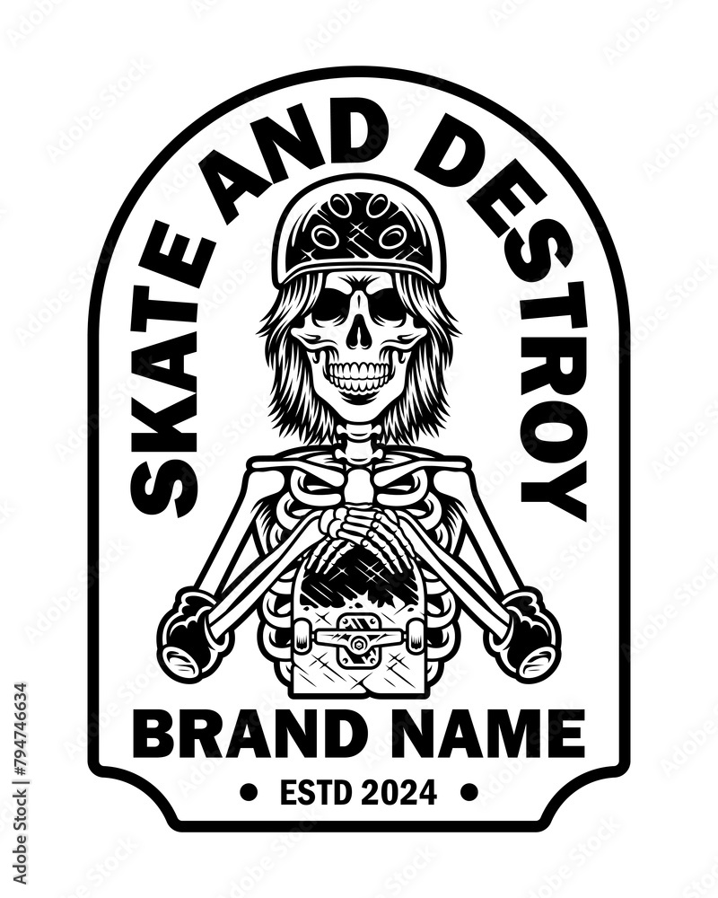 Vector illustration skateboard and skull Vector illustration skateboard and skull