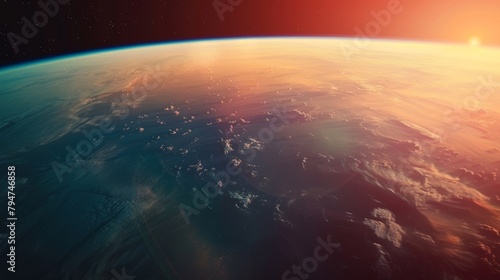 From the window of the spacecraft you can see the hazy outline of a planet on the horizon. Its surface is a canvas of colors inviting you to uncover its secrets..