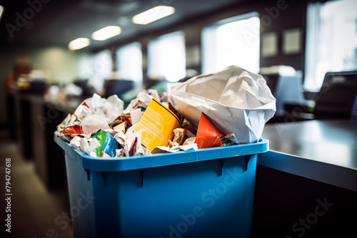 recycling bin with paper