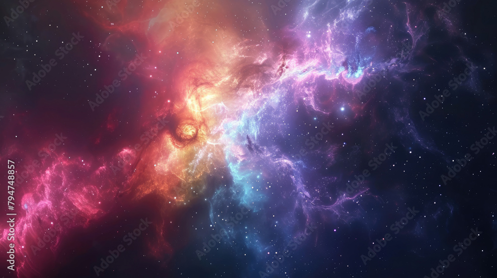 Stunning space visuals with colorful nebulae on a galaxy backdrop, perfect for projects with a cosmic touch