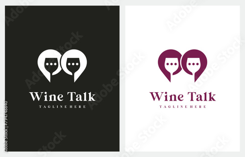 Wine Talk Chat Bubble logo icon vector