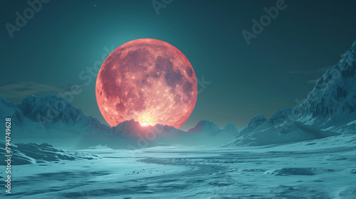 Dreamy 3D rendering of magical a moon