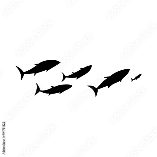 School tuna fish swims