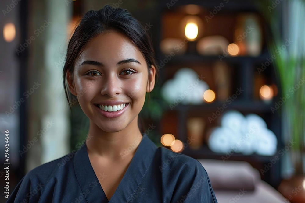 Relaxation at its Finest: Portrait of a Smiling Female Massage Therapist in a Spa Facility Relaxation at its Finest: Portrait of a Smiling Female Massage Therapist in a Spa Facility