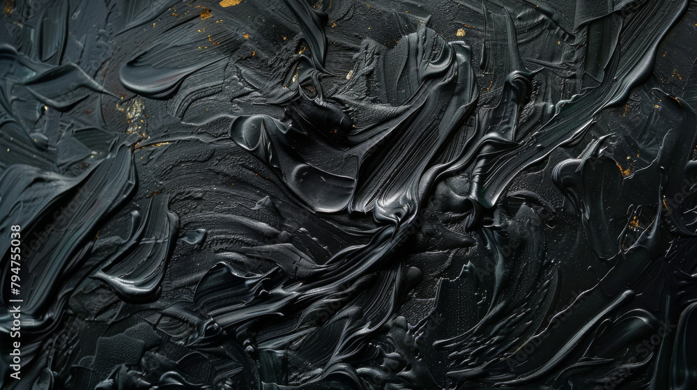 A background texture of oil black swirling thick sticky material