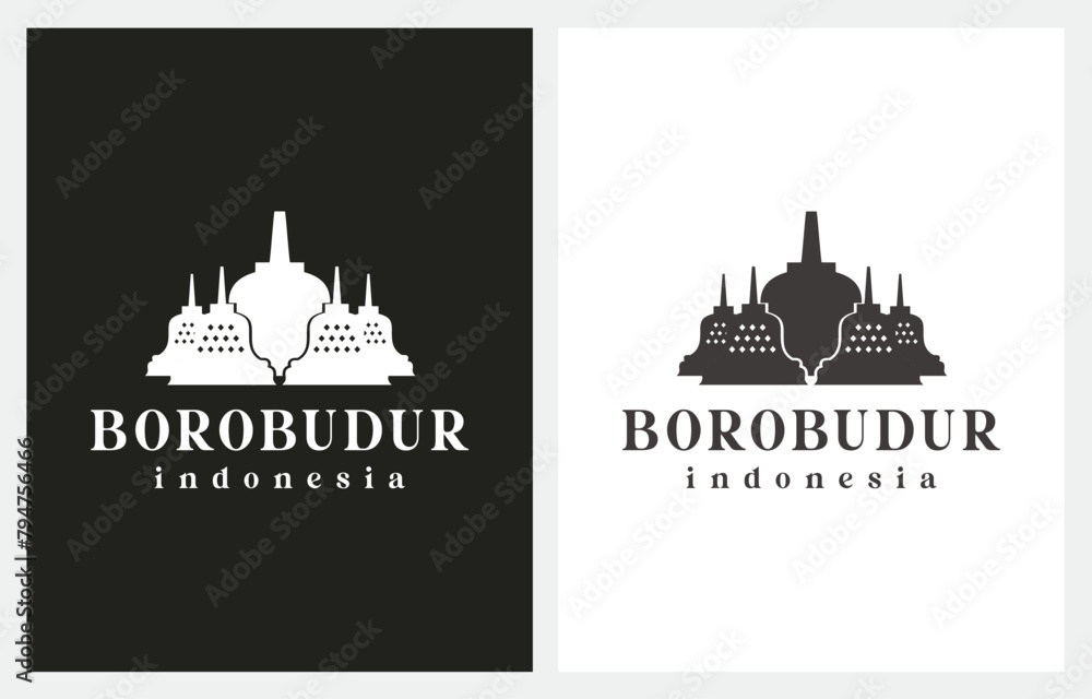 Borobudur Stone Temple Indonesian Heritage Logo Design Icon Vector Template