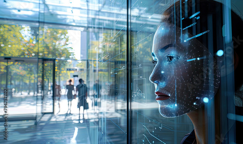 Futuristic Interface and Woman.Generate AI