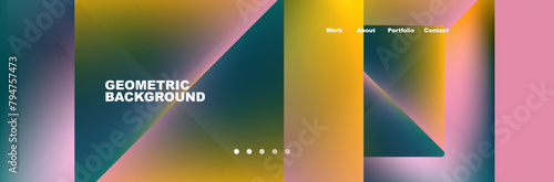 A liquid and fluid geometric background in a rainbow of colors, featuring tints and shades of azure, yellow, and electric blue in rectangular shapes