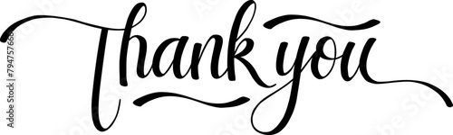 Thank You Handwritten Lettering Style Vector Illustration