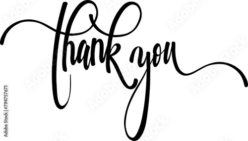 Thank You Handwritten Lettering Style Vector Illustration