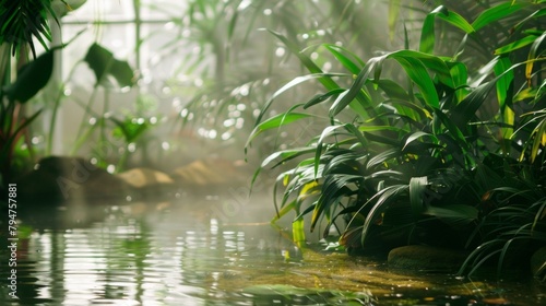 Misty water refuge The low light and blurred edges of this indoor water garden give the illusion of a misty oasis. The tranquil pond and verdant plants soothe the soul and invite peaceful .