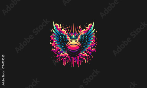 basket ball with wings on smoke vector design