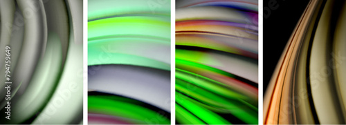 A colorful collage of four waves in magenta, tints, shades, and patterns on a black background resembling terrestrial plant shapes. Artistic and vibrant