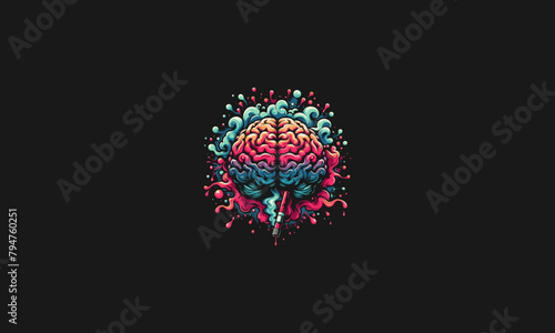 brain on smoke full color vector artwork design