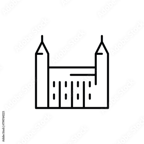Castle icon. Simple icon depicting a medieval castle with towers, suitable for historical content, fantasy themes, and travel guides. Vector illustration