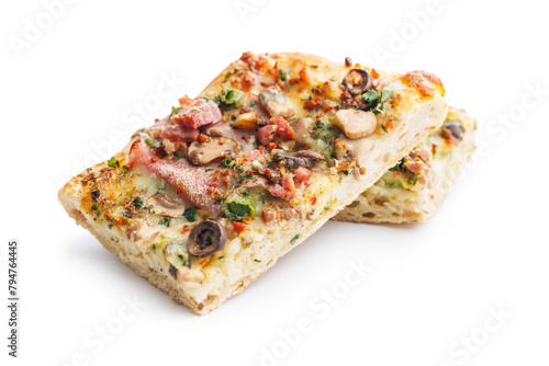 Tasty italian square pizza isolated on white background. © Jiri Hera