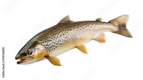 Natural fresh trout fish isolated on a white background, aquatic animal