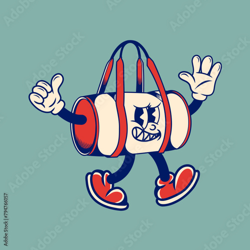 Retro character design of the sports bag