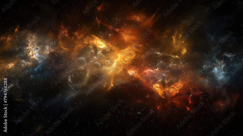 A vibrant galaxy background with colorful nebulae and twinkling stars, showcasing the ethereal beauty of outer space